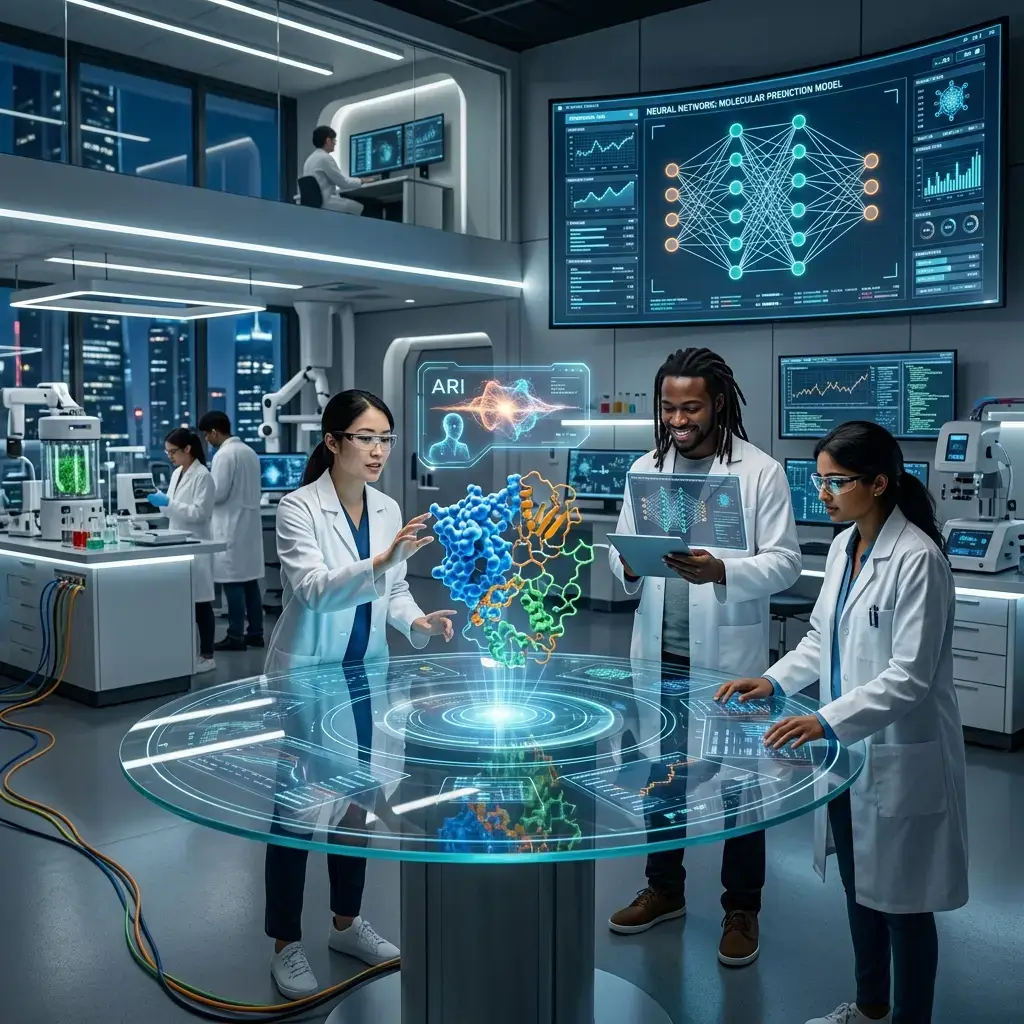 Academik.ai research laboratory visual displaying student-AI scientific workspace