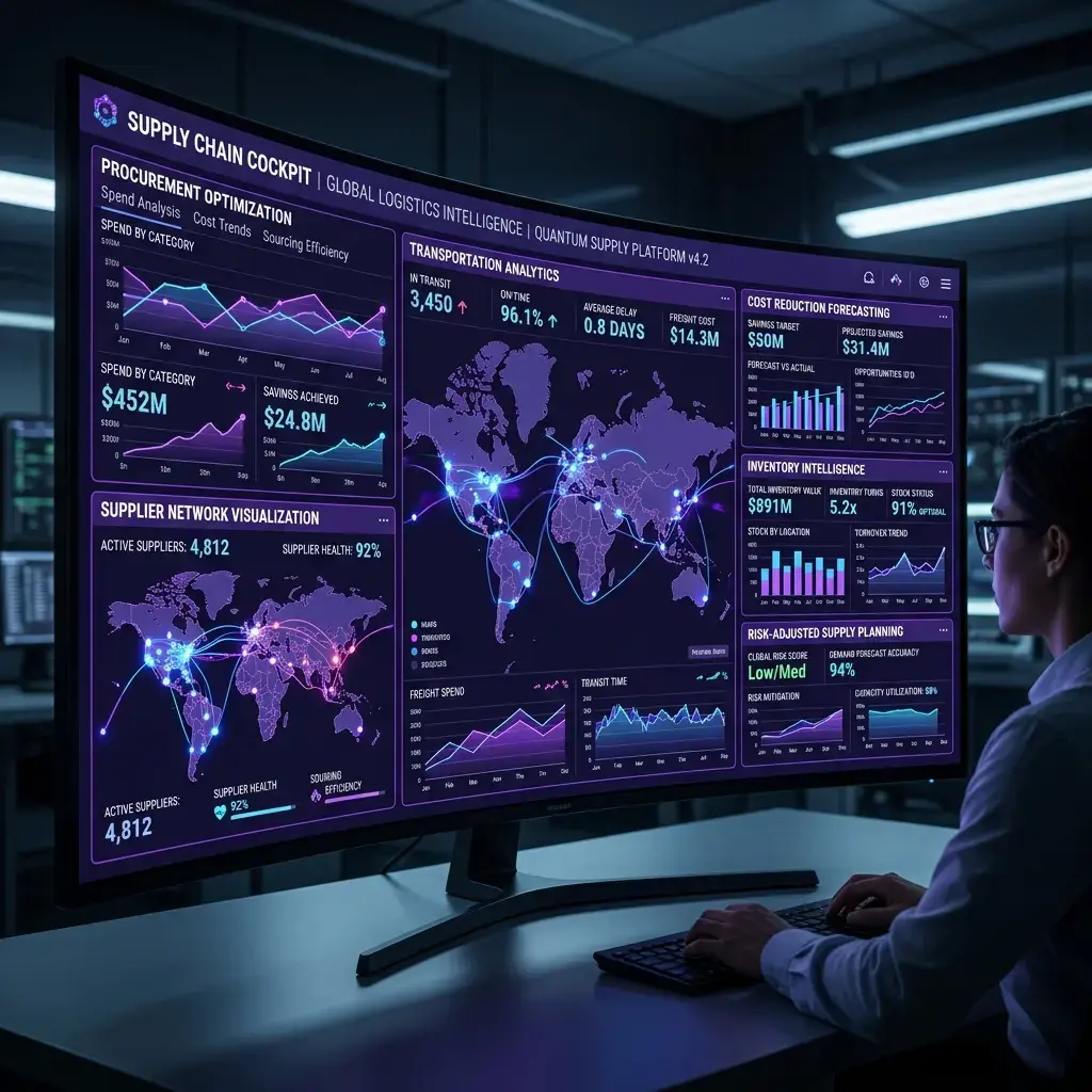 Supply Chain Cost Hedging Metrics console and scorecard dashboard