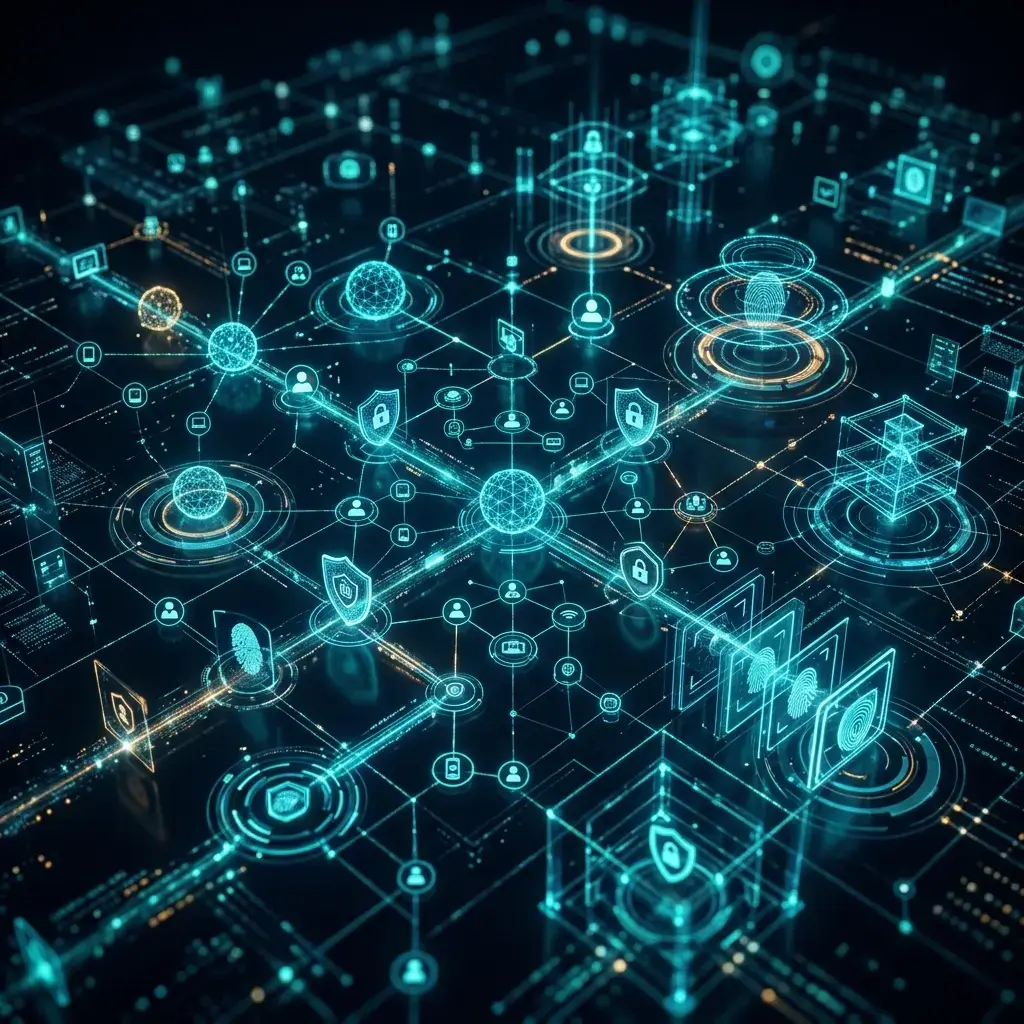 Identity and access management cybersecurity — MFA authentication, RBAC controls, enterprise identity protection