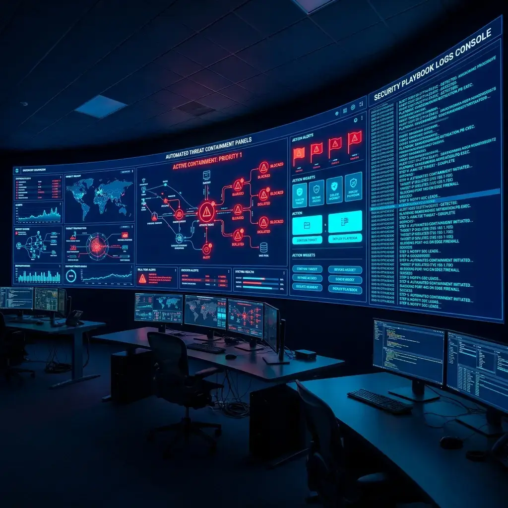 Incident Response Operations Center — playbook automation, containment protocols, forensic audit
