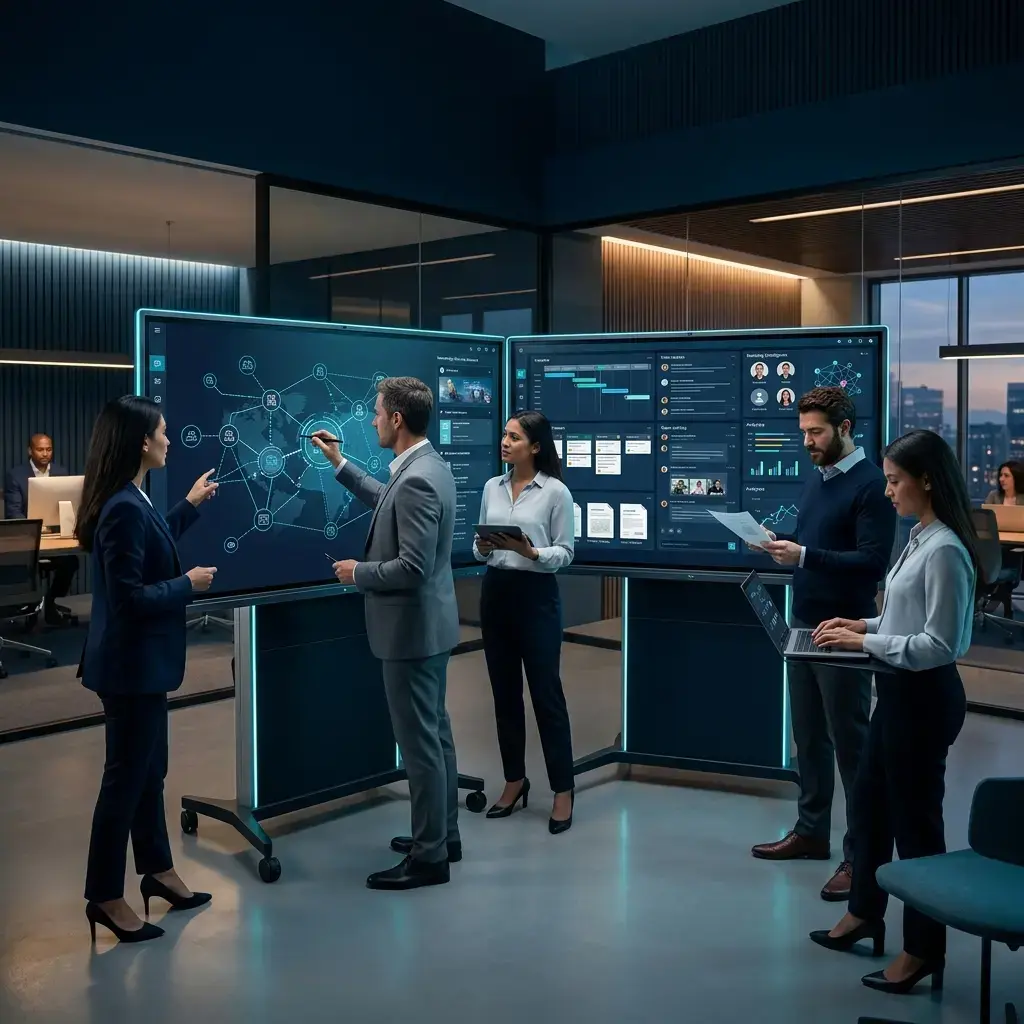 Teams collaborating across locations while sharing insights and organizational knowledge