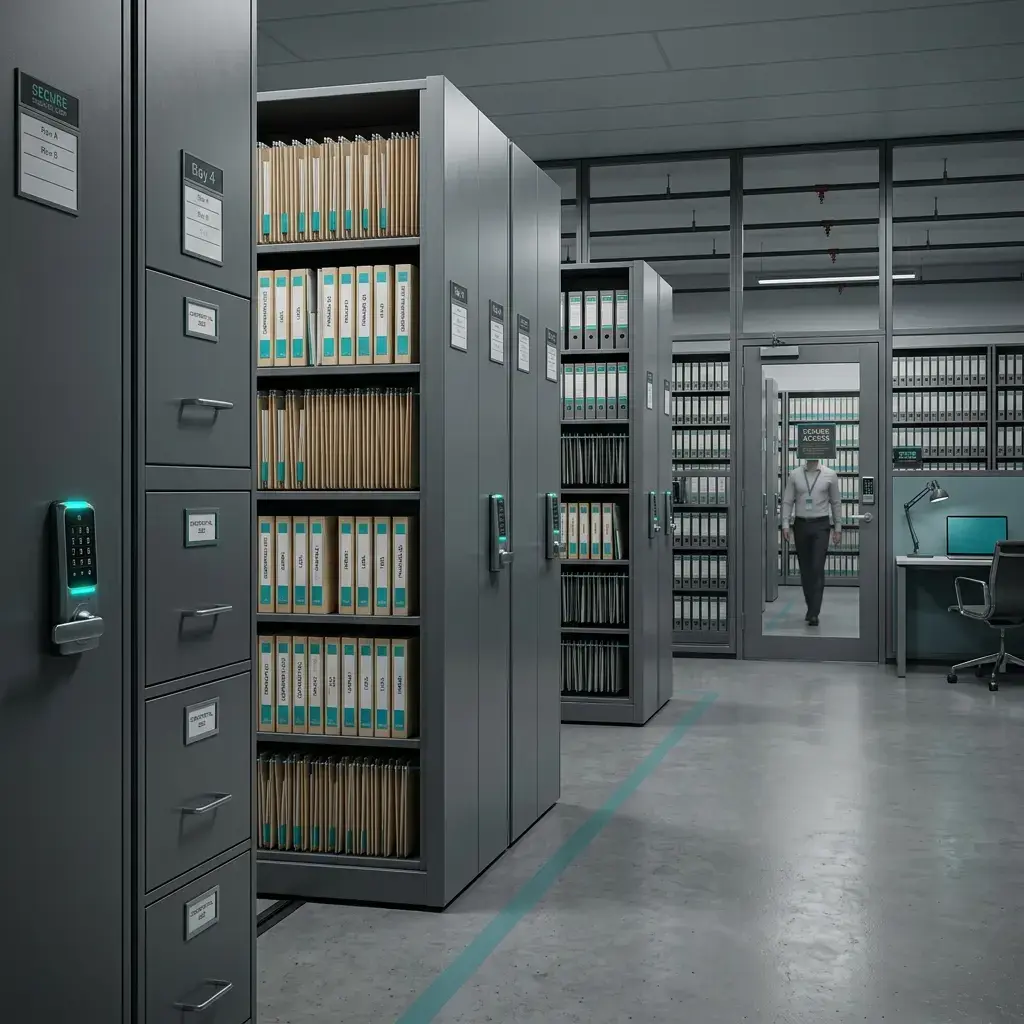 Secure corporate archiving room representing secure document collaboration environment