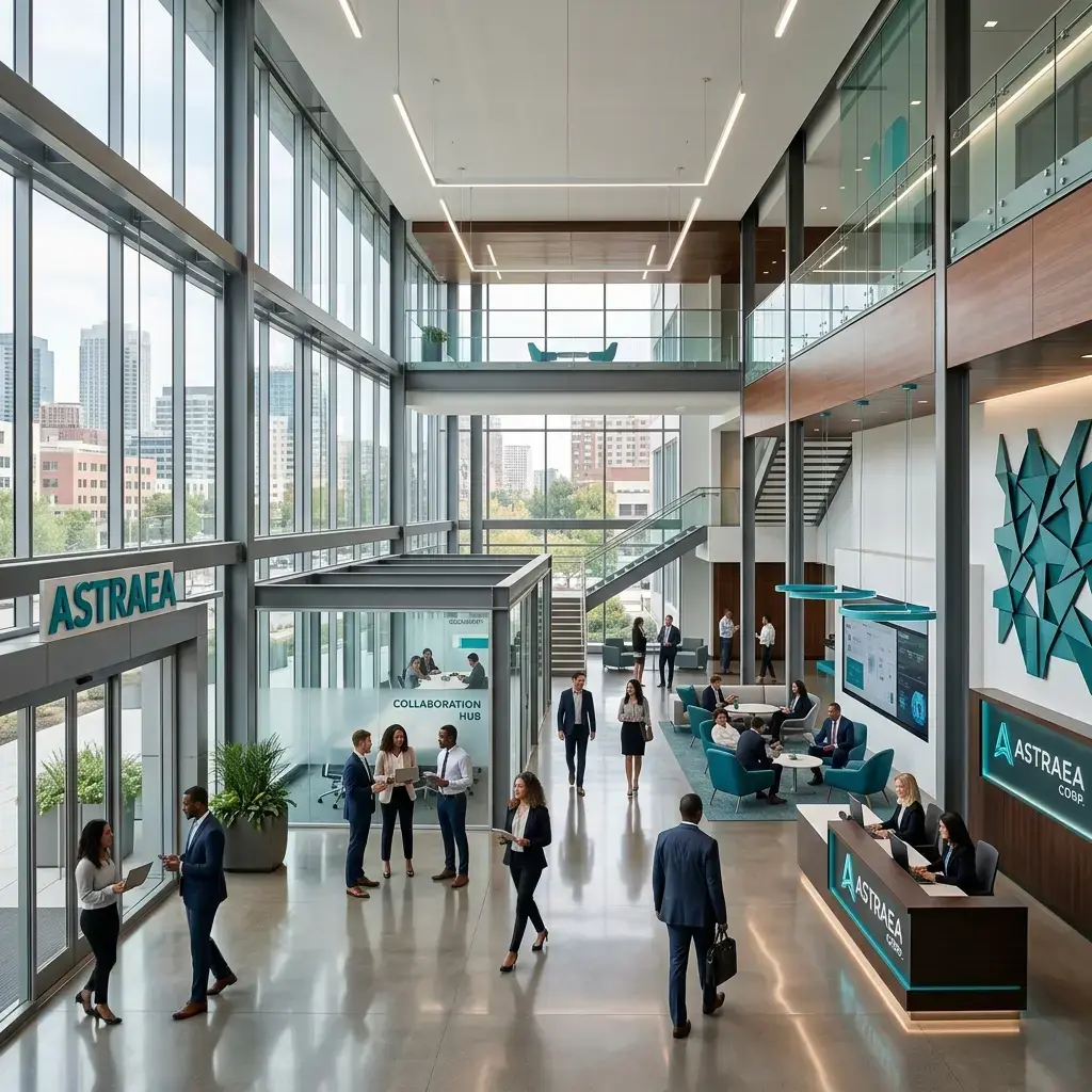 Modern corporate office lobby representing modern enterprise collaboration environment