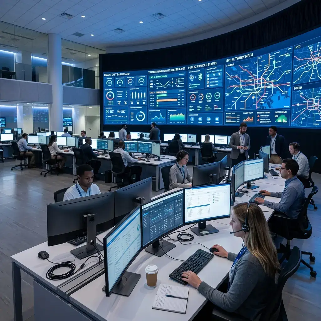 Government Operations Intelligence Center dashboard displaying civic telemetry analytics